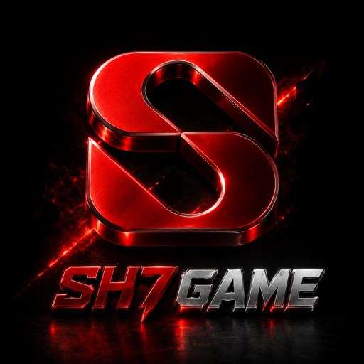 SH7 Game 3D logo with red metallic S icon on a black background and SH7 GAME text.